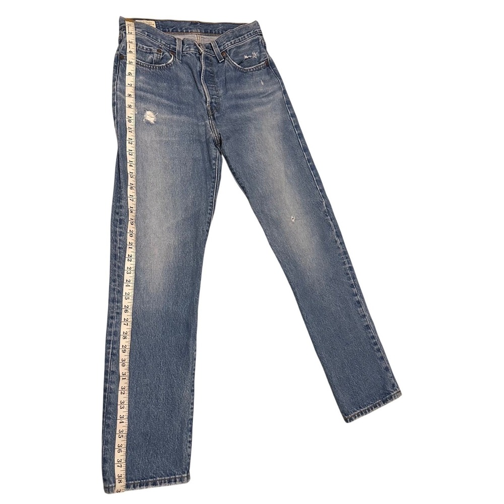 Levis Premium 501 Original Fit Jeans Womens 27x30 Medium Wash Blue Straight Leg - Picture 7 of 11